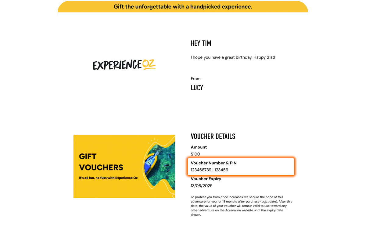 Experience Gift Voucher